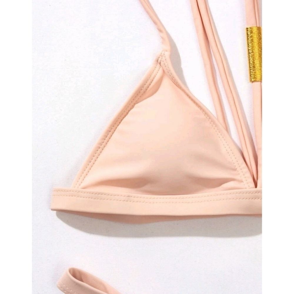 Pink Blush Ring Linked Traingle Bikini Swimsuit NWT - Picture 6 of 6